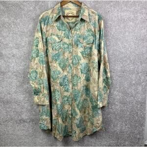 A Rare Bird Dress Women Floral Tunic Distressed Western Bling Pearl Snap XL